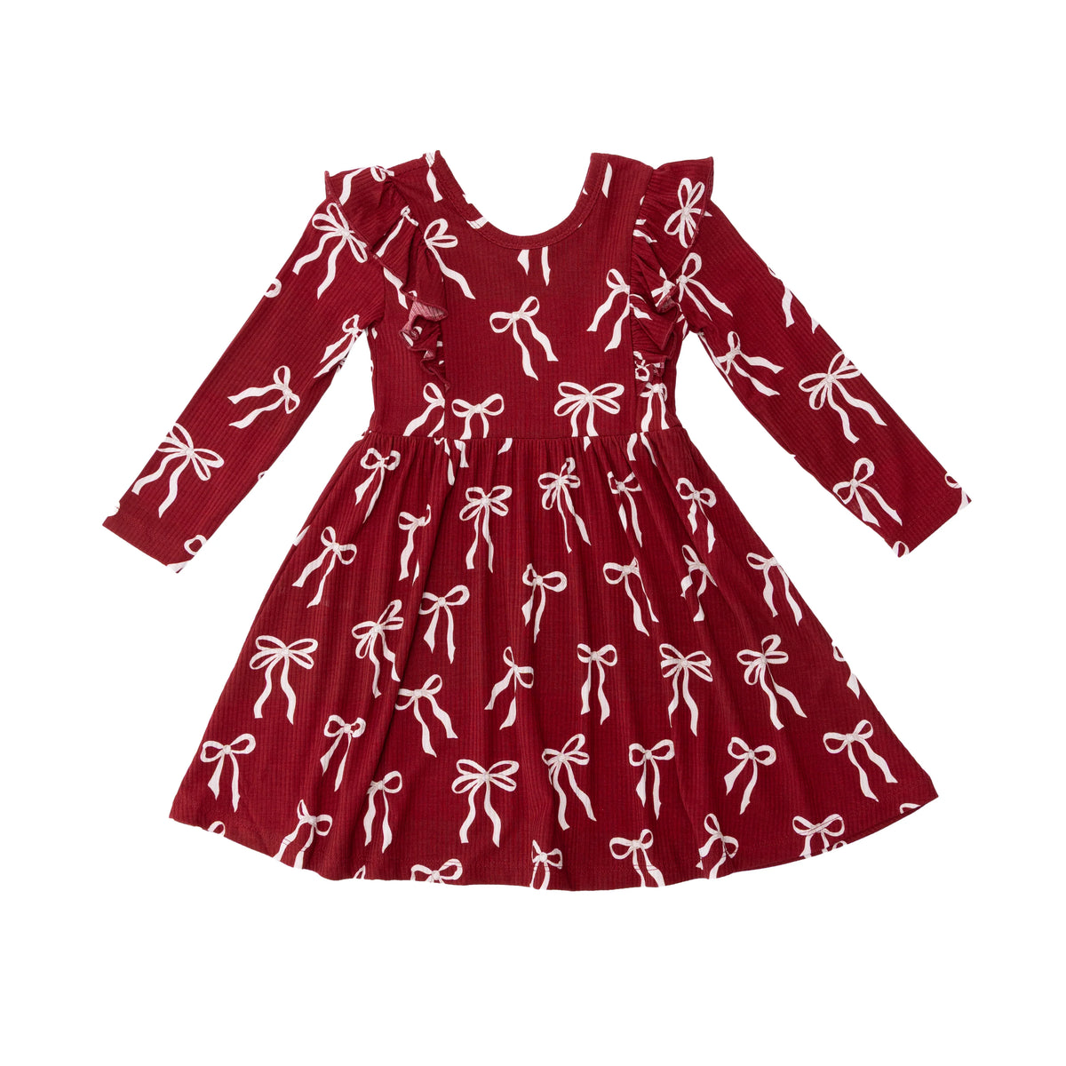 Red Coquette Bows | Ruffle Long Sleeve Dress