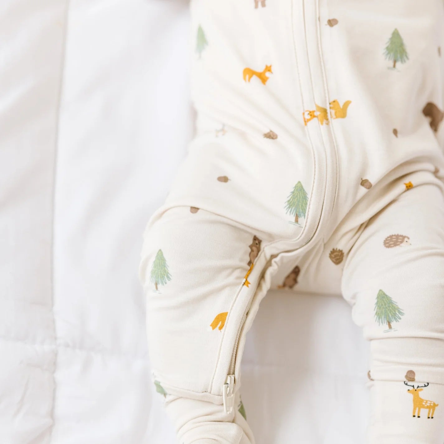 Bamboo Zip Sleeper w/ Fold-Over Feet  | Woodland Animals