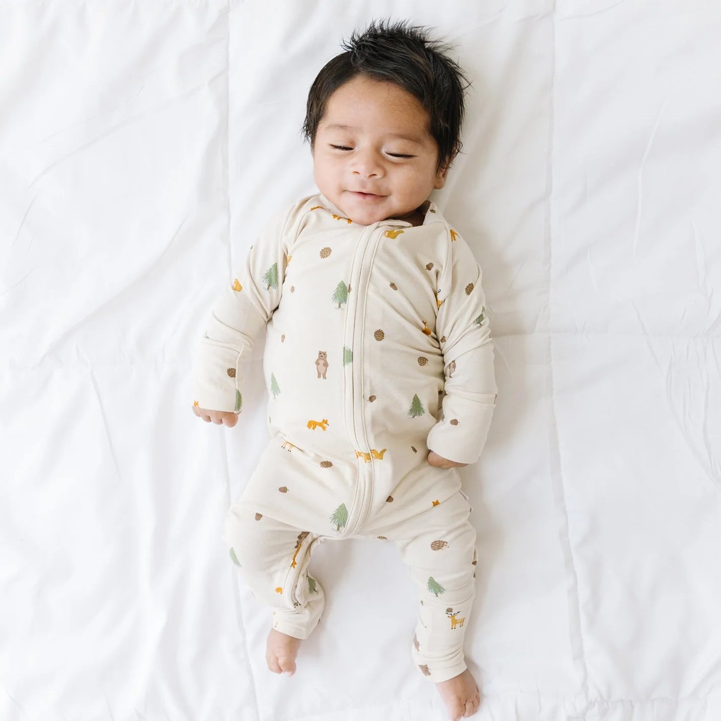 Bamboo Zip Sleeper w/ Fold-Over Feet  | Woodland Animals