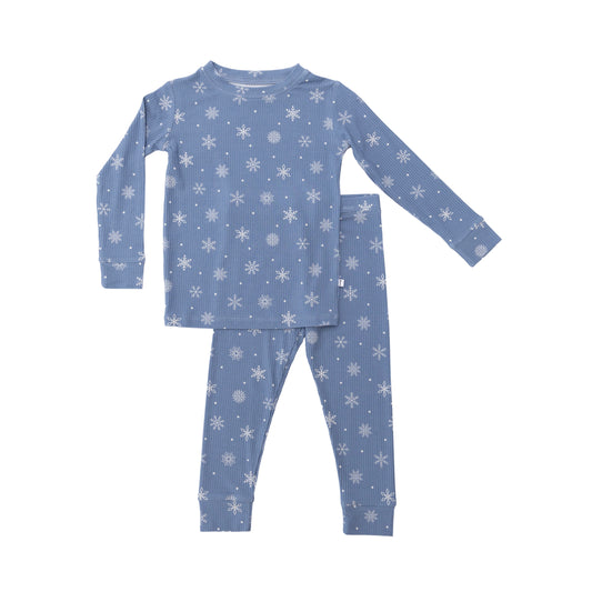 Snowflakes | Small Ribbed Bamboo Zip Sleeper w/ Fold-Over Feet