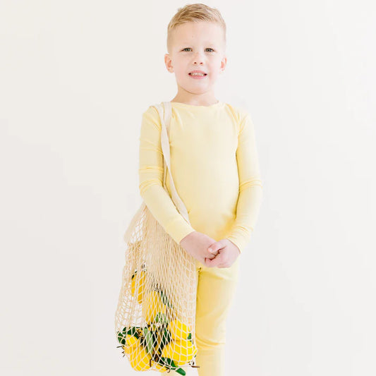 Bamboo Pajama Set | Lemon Yellow (Small Ribbed)