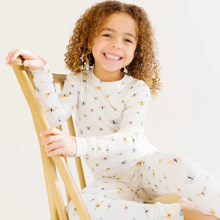 Bamboo Pajama Set | Butterflies (Small Ribbed)