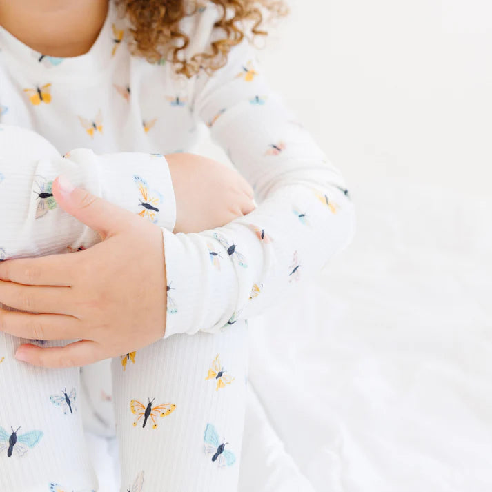 Bamboo Pajama Set | Butterflies (Small Ribbed)