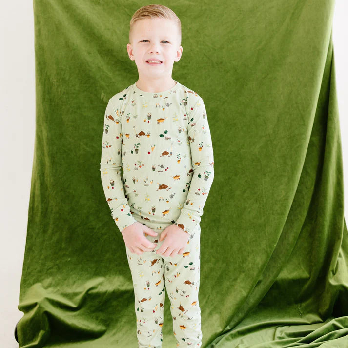 Bamboo Pajama Set | Backyard Garden (Ribbed)