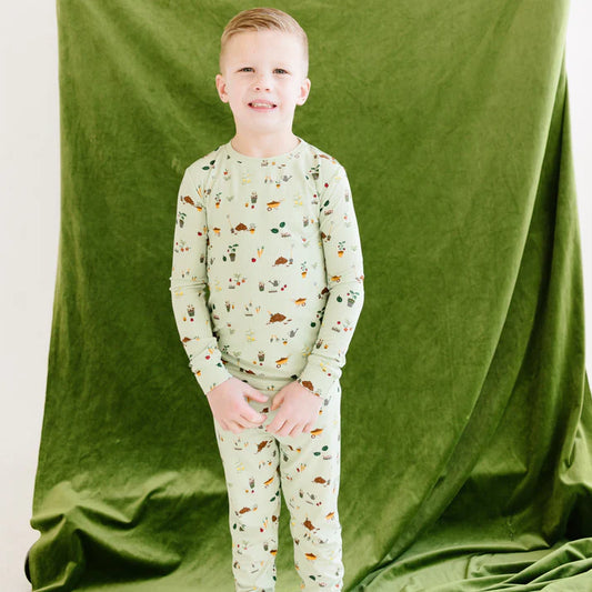 Bamboo Pajama Set | Backyard Garden (Ribbed)