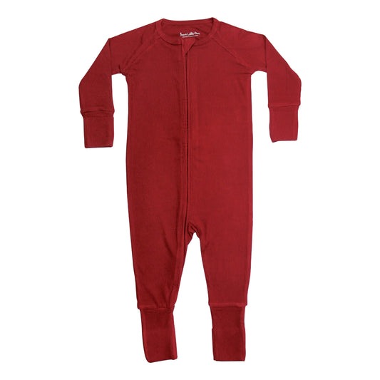 Ribbed Convertible Zip Sleeper | Berry Red