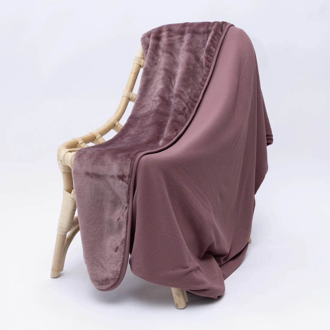 Plum Small Ribbed Bamboo Plush Blanket