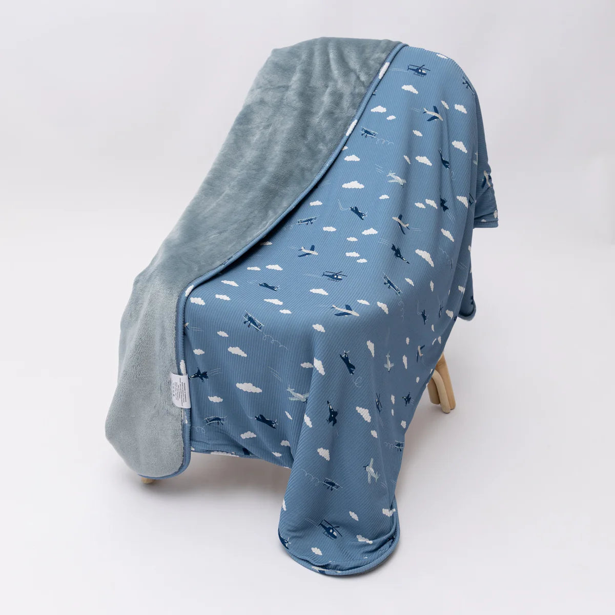 Take Flight Blue Small Ribbed Bamboo Plush Blanket