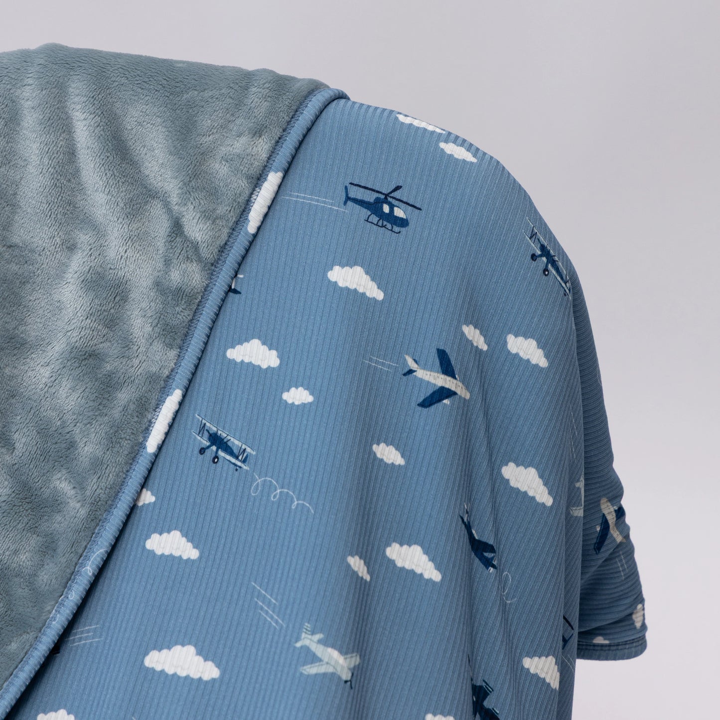 Take Flight Blue Small Ribbed Bamboo Plush Blanket