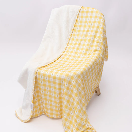 Yellow Gingham Tulip | Bamboo Plush Blanket