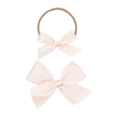 Blush Satin Bow | Nylon Headband