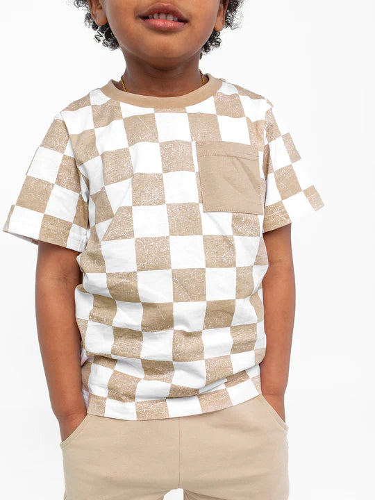 Checkered Tee | Beige