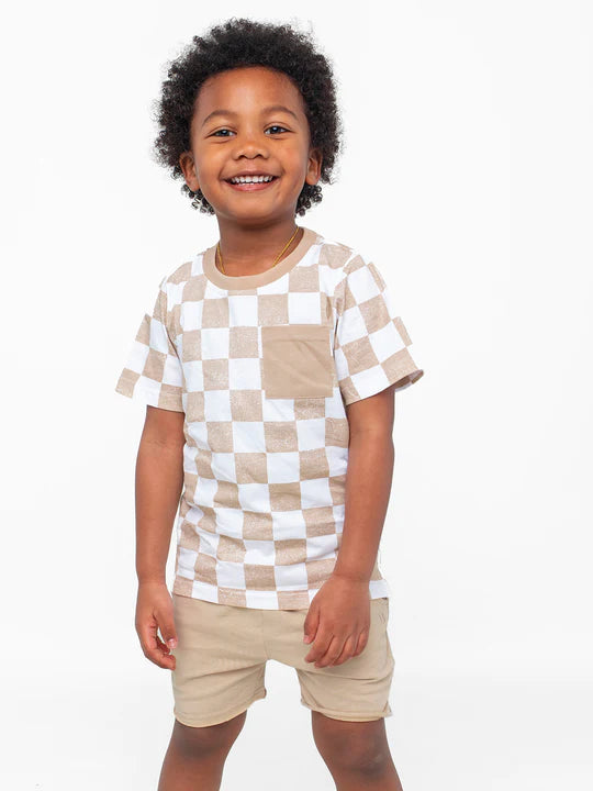 Checkered Tee | Beige