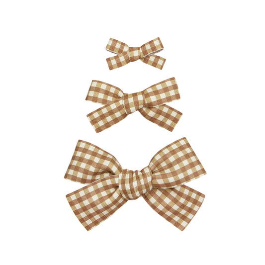 Leather Bow Hair Clip | Bronze Check