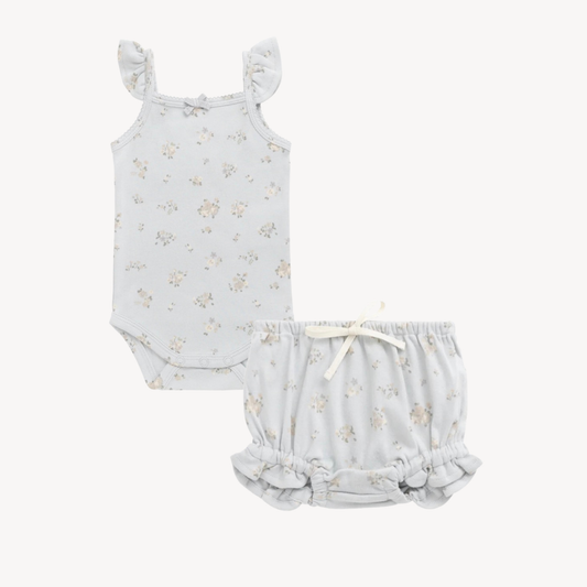 Petite Fleur Blue Bodysuit & Frill Bloomer Set (6-12M)