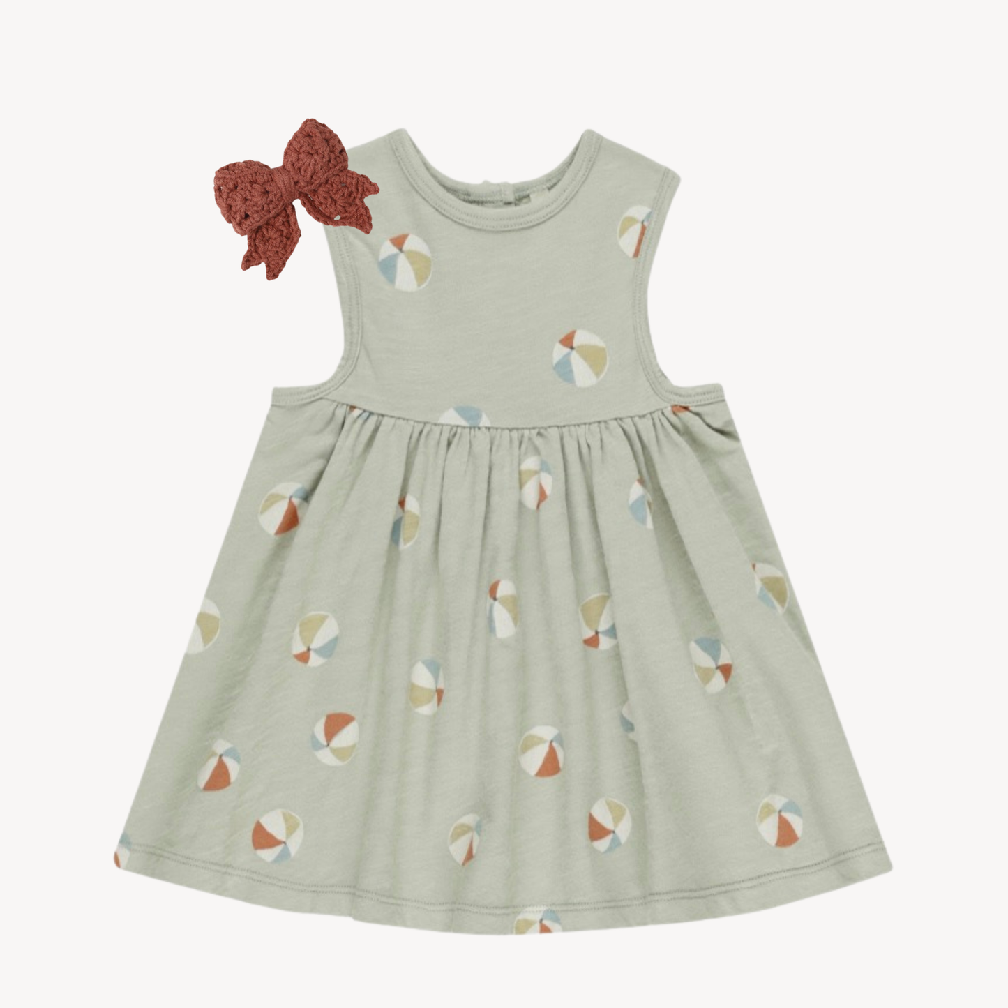 Beach Balls Layla Dress & Cranberry Crochet Bow