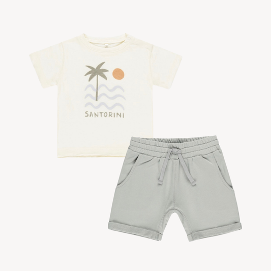 Santorini Raw Edge Tee & Seafoam Short