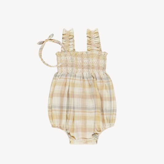 Pastel Plaid Julia Romper & Matching Headband Bow