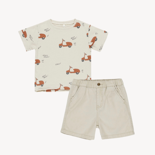 Moped Raw Edge Tee & Stone Dawson Short