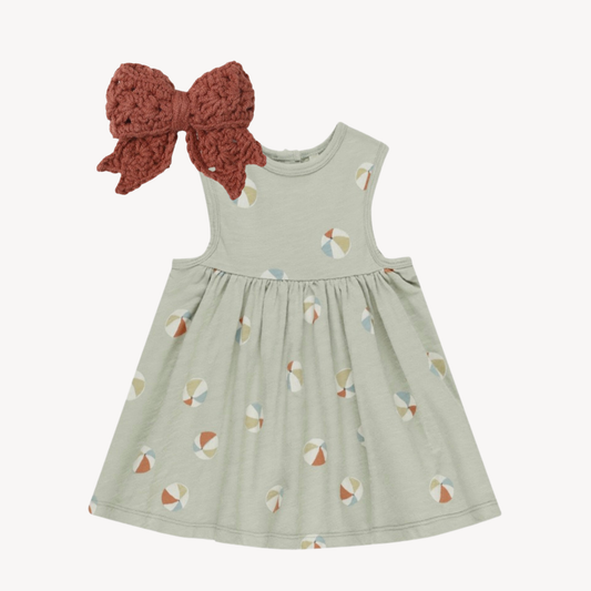 Beach Balls Layla Dress & Cranberry Crochet Bow