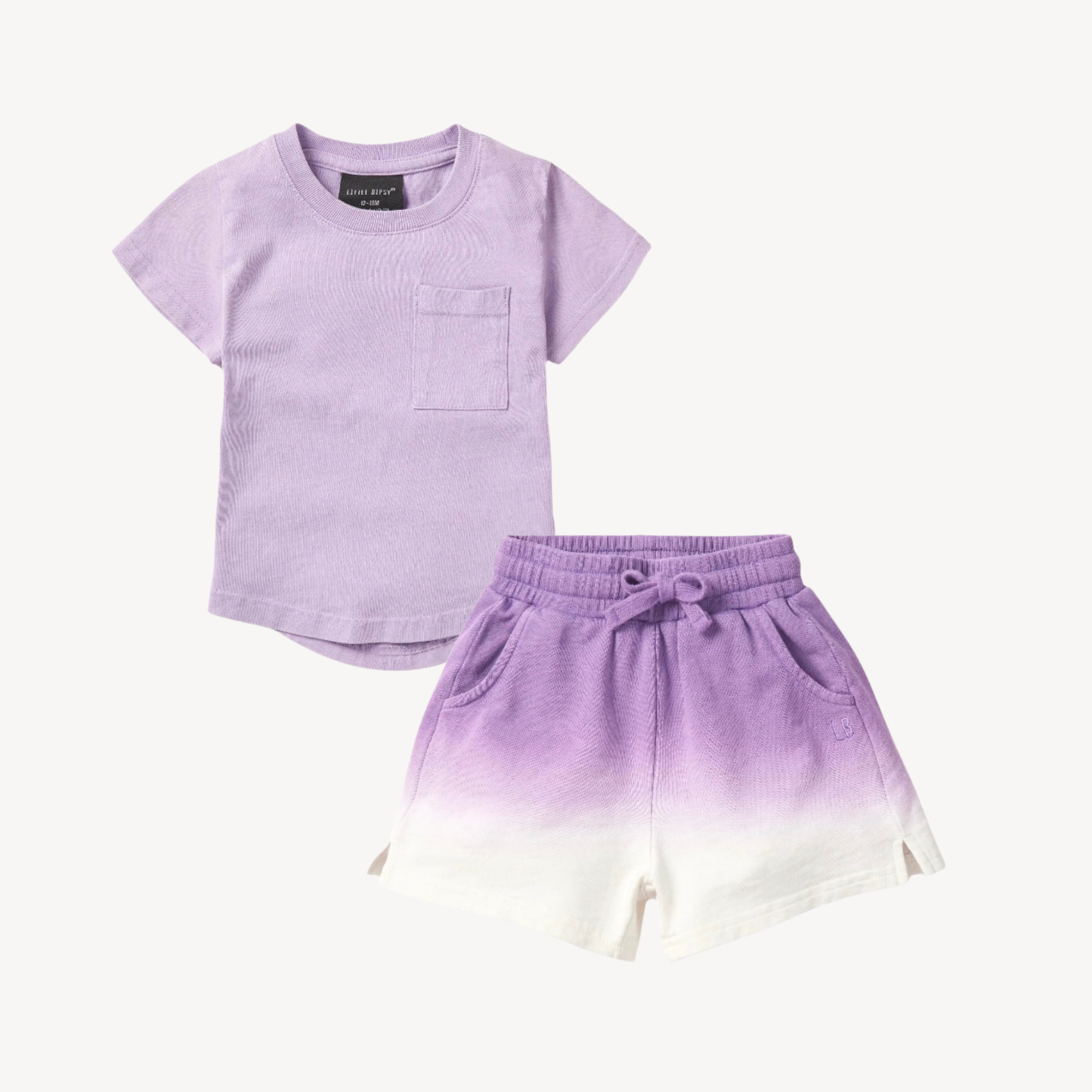 Purple Acid Wash Pocket Tee & Ombre Sweatshort