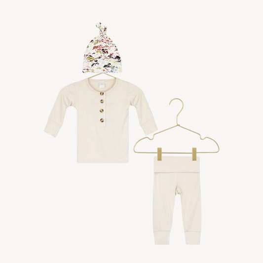 Winnie Top and Bottom Set & Charlotte Top Knot Hat (6-12M)