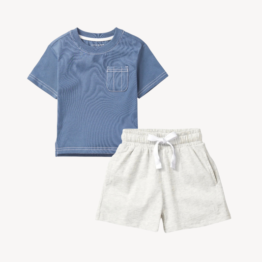 Blue Thread Tee & Heather Grey Gym Short