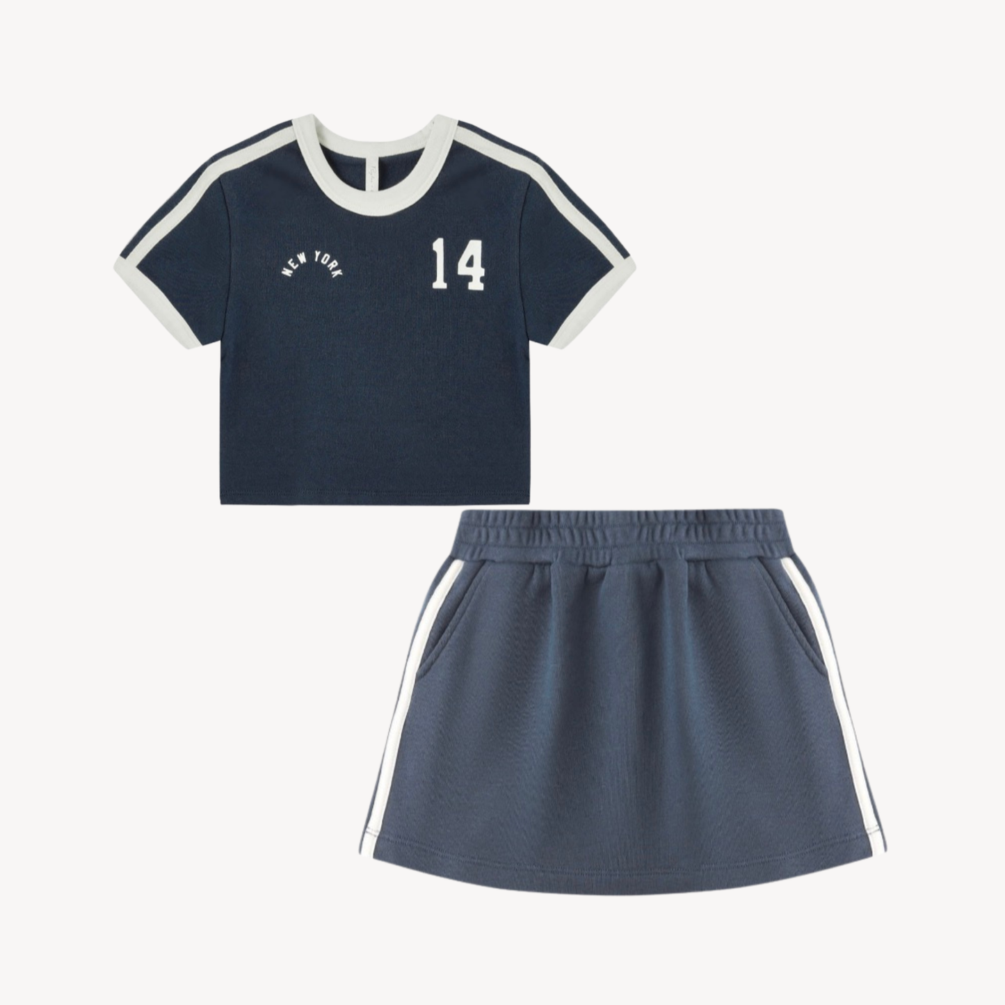 Navy Baby Tee & Sports Skirt Set