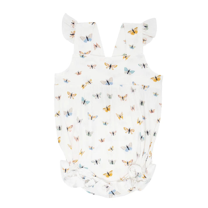 Flutter Sleeve Romper | Butterflies (Ribbed)