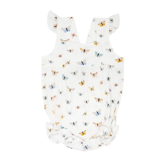 Flutter Sleeve Romper | Butterflies (Ribbed)