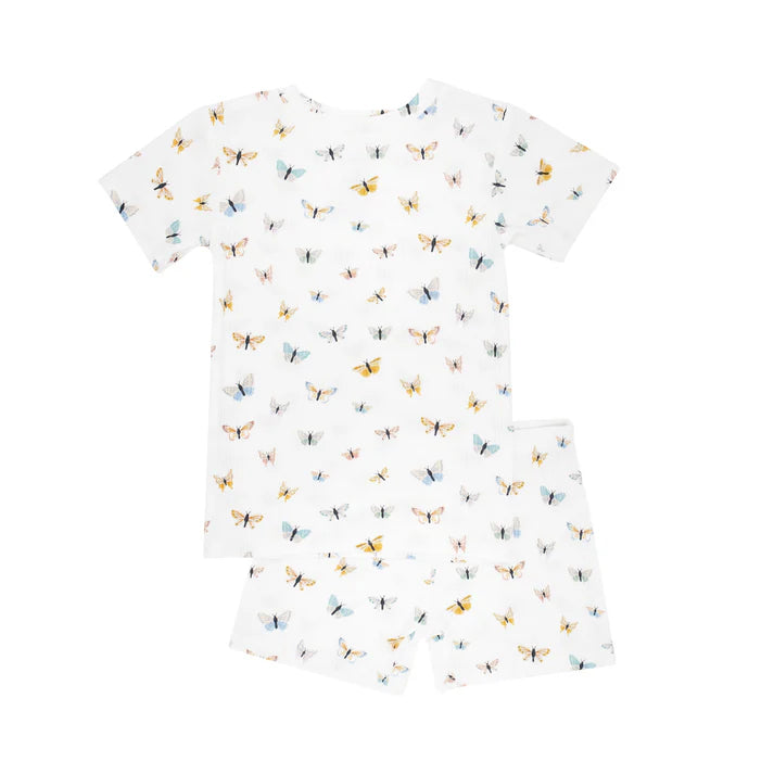 Shorts Two-Piece Bamboo Set | Butterflies (Small Ribbed)