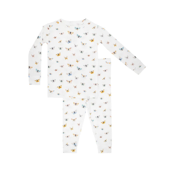Bamboo Pajama Set | Butterflies (Small Ribbed)