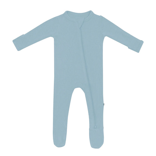 Bamboo Cotton Zippered Footie | Dusty Blue
