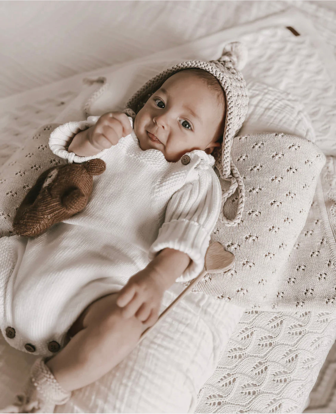 Novelty Knit Romper | White