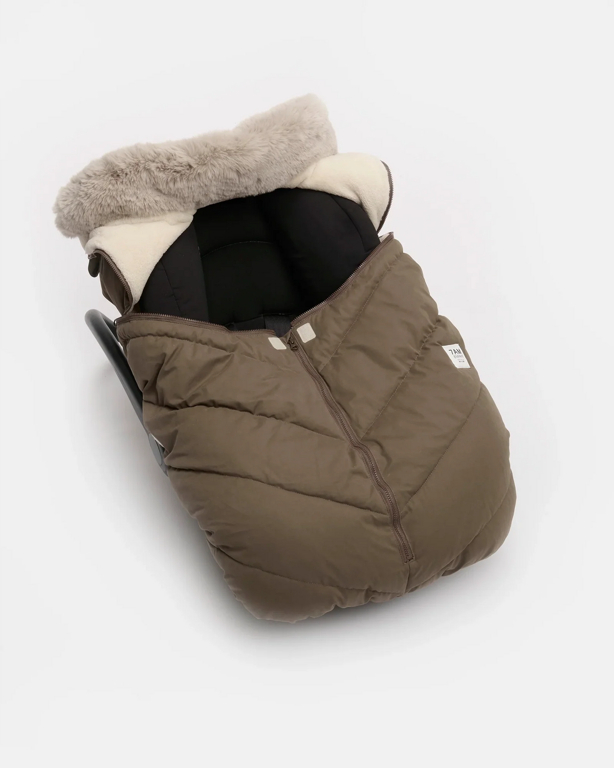 Helsinki Car Seat Cocoon | Moss Brown Faux Fur