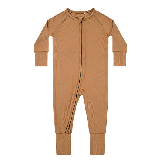 Ribbed Convertible Zip Sleeper | Camel