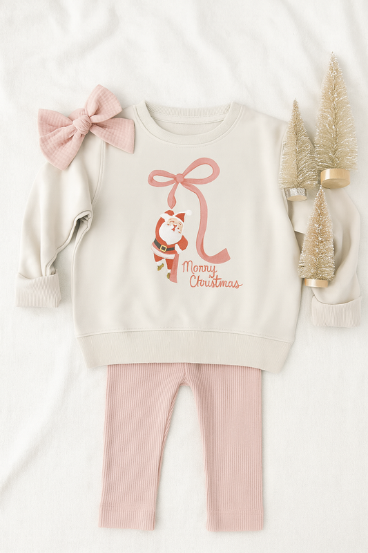Santa Bow | Holiday Sweatshirt on Oat