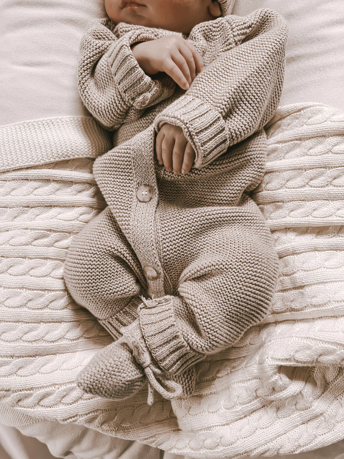Classic Purl Knit Jumpsuit | Heather Beige
