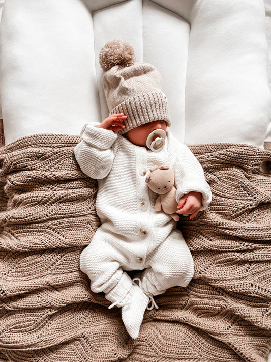 Classic Purl Knit Jumpsuit | White