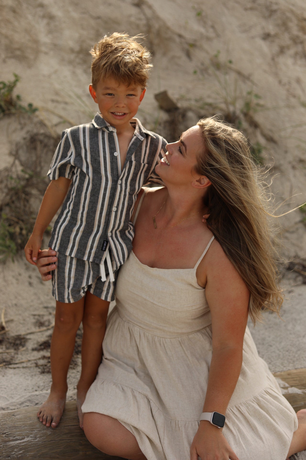 Linen Shorts | Charcoal Stripe