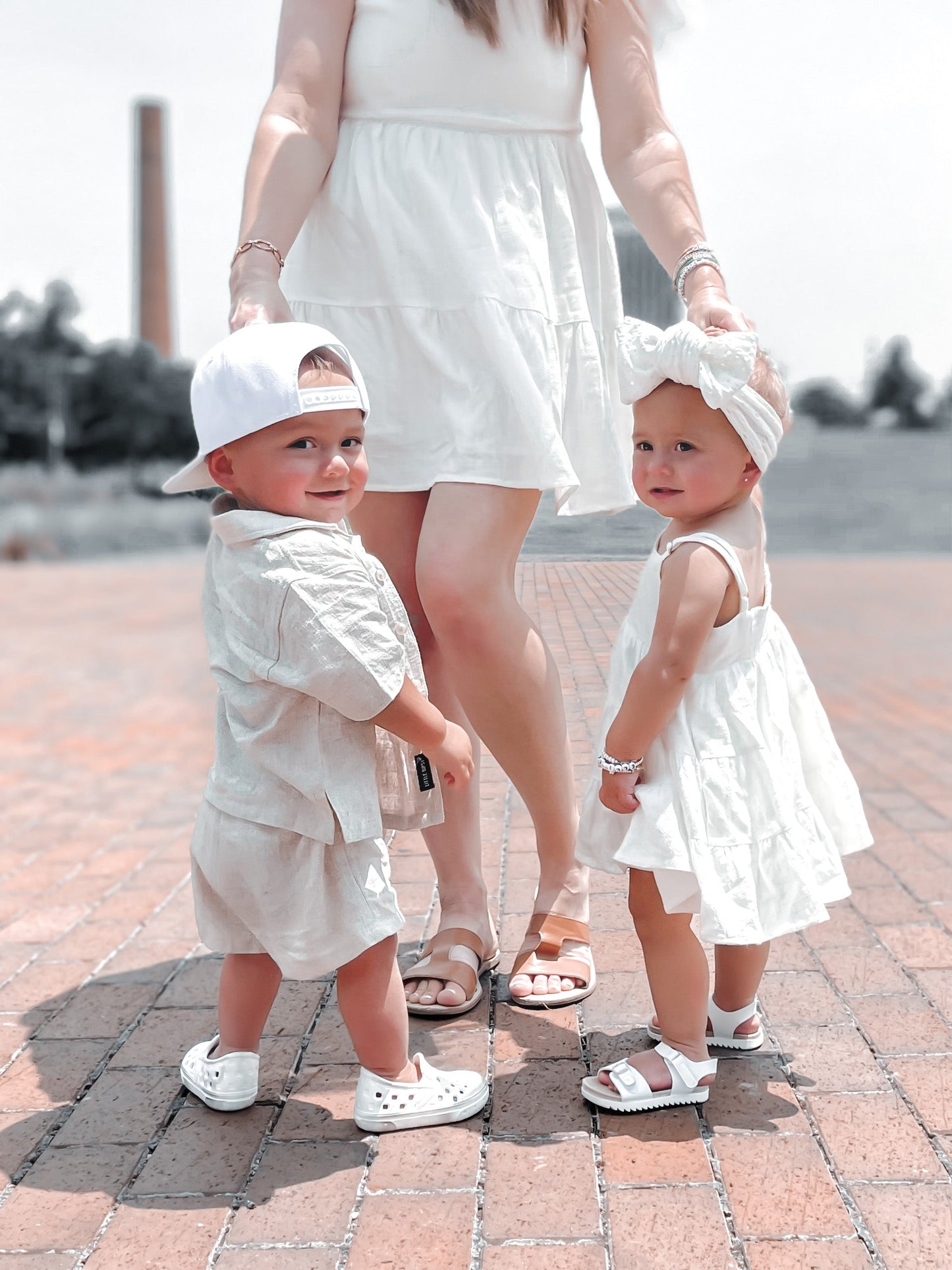 Linen Tiered Dress | White