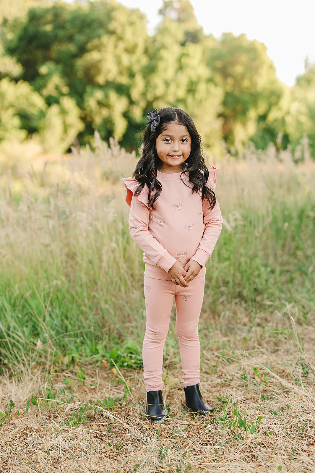 Ruffle French Terry Set | Pink Ribbon