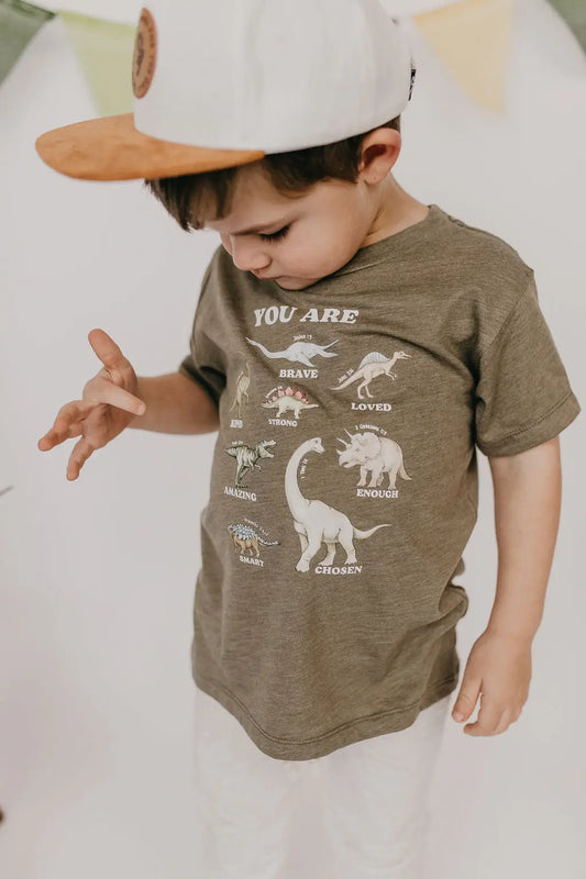 Dinosaur Affirmation T-shirt | Olive