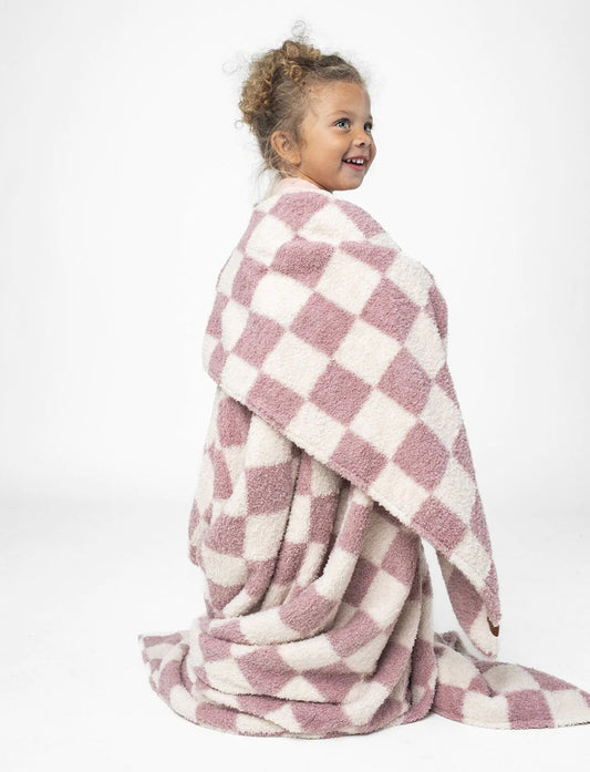 Plush Blanket | Dusty Rose Check
