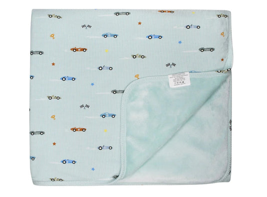 Small Ribbed Toddler Blanket | Race Cars