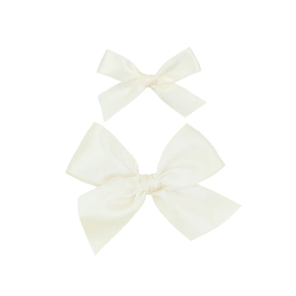 Satin Bow | Cream Clip