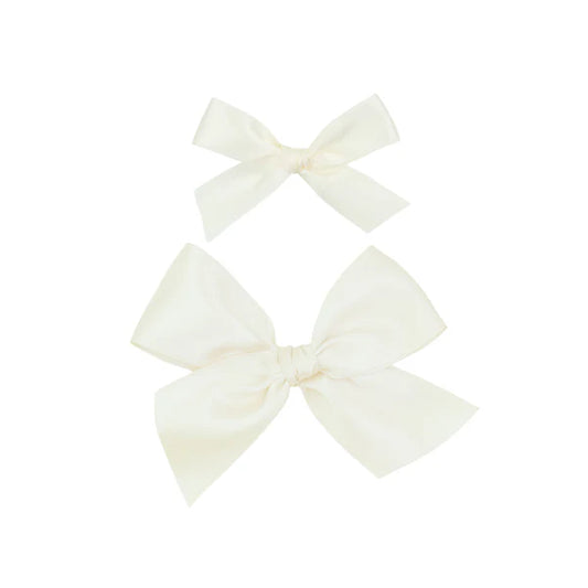 Satin Bow | Cream Clip
