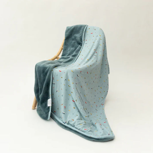 Gone Fishing Ribbed Bamboo Plush Blanket