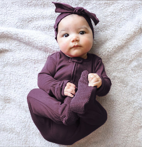 Plum Footed Sleeper | 2-Way Zipper