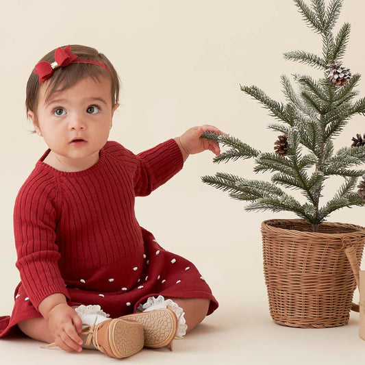 Holiday Textured Knit Baby Dress w/ Bloomer